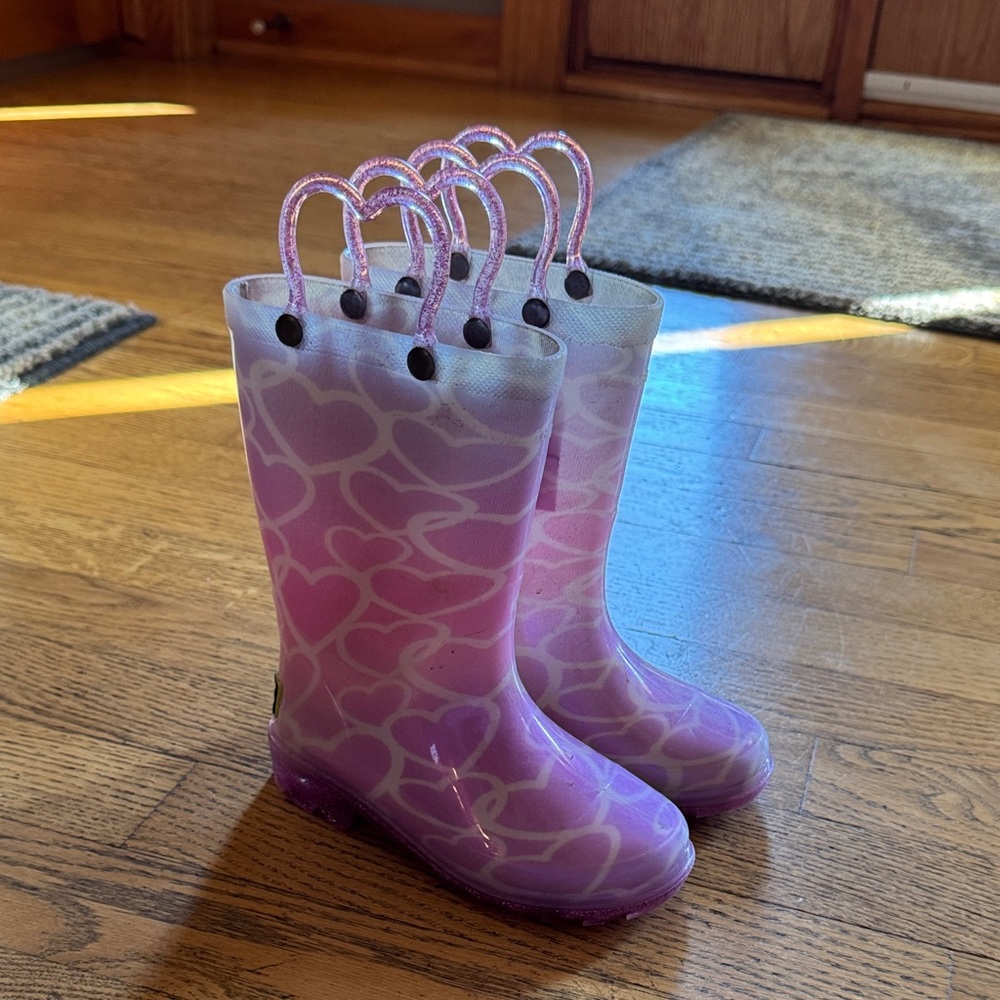 Western Chief Pink Heart Kids Rain Boots - Used - Light Up